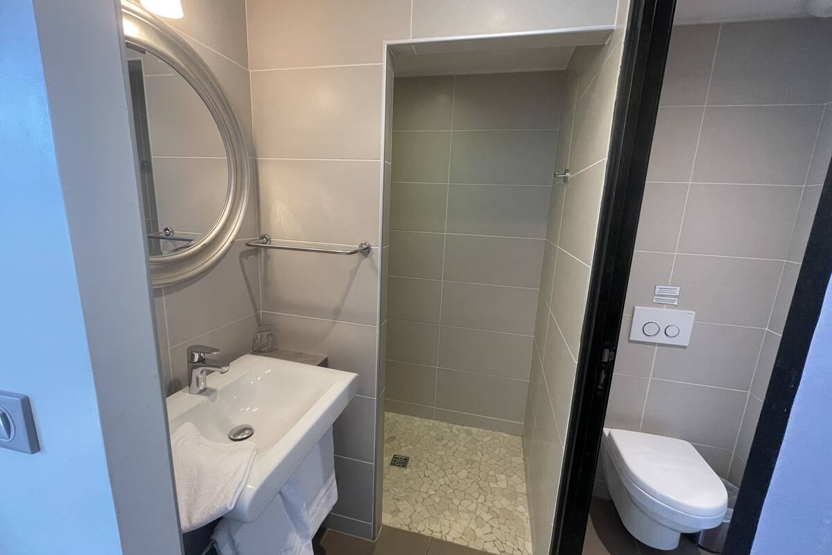 free toiletries, hair dryer, towels