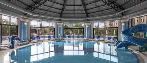 13 indoor pools, 3 outdoor pools, pool umbrellas, pool loungers