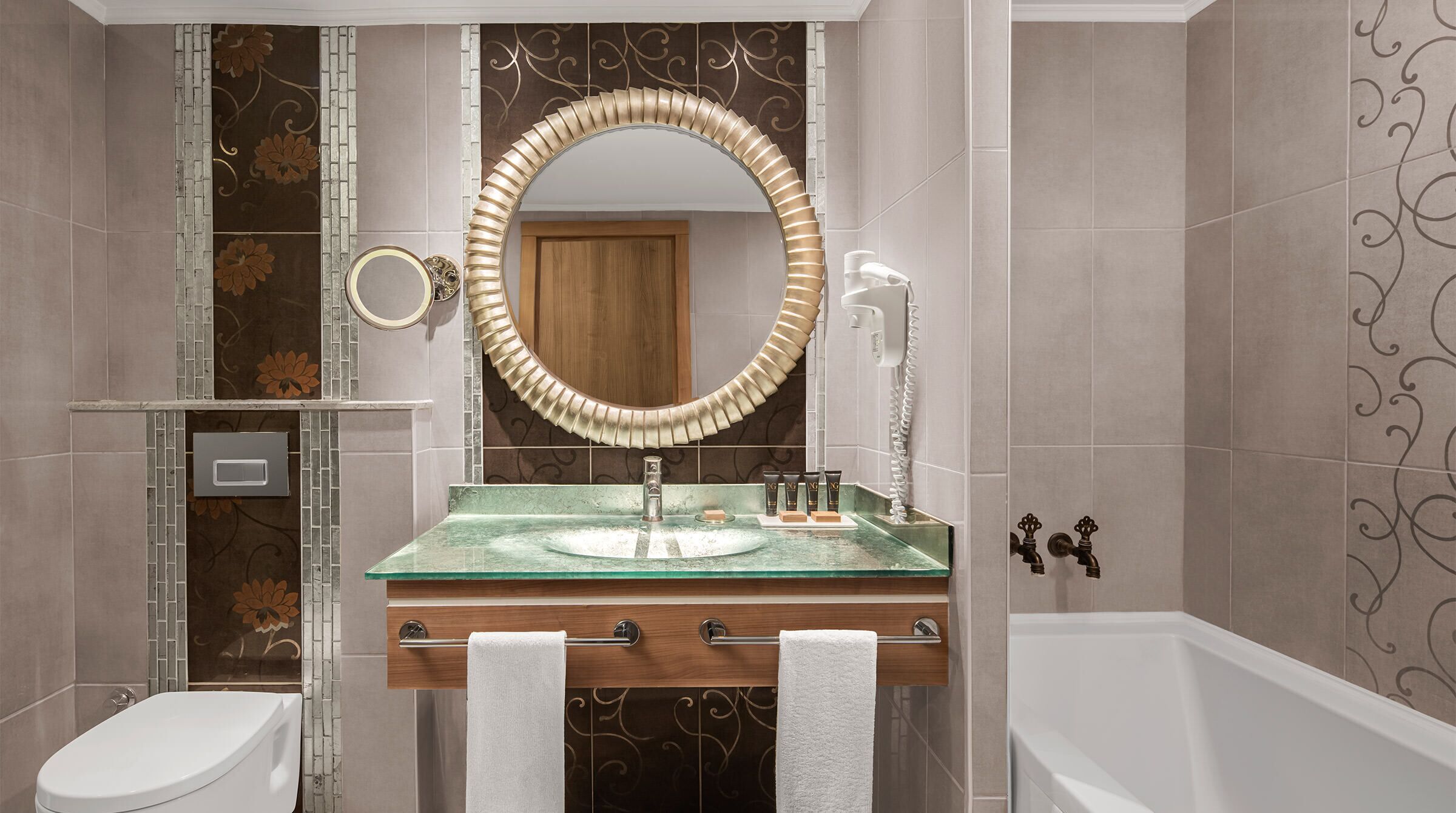 deluxe room | bathroom | shower, free toiletries, hair dryer, bathrobes