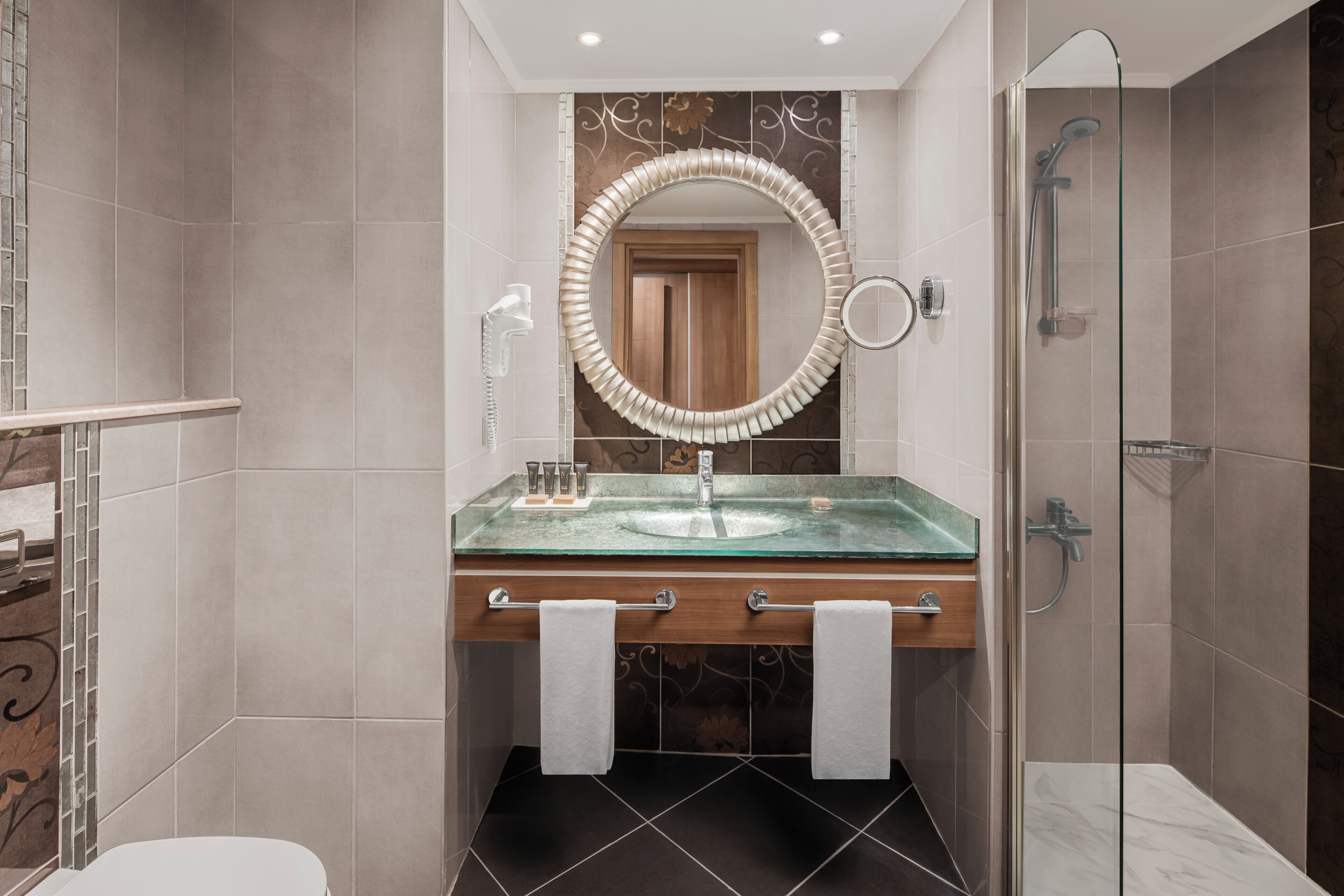 superior room | bathroom | shower, free toiletries, hair dryer, bathrobes