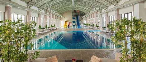 13 indoor pools, 3 outdoor pools, pool umbrellas, sun loungers