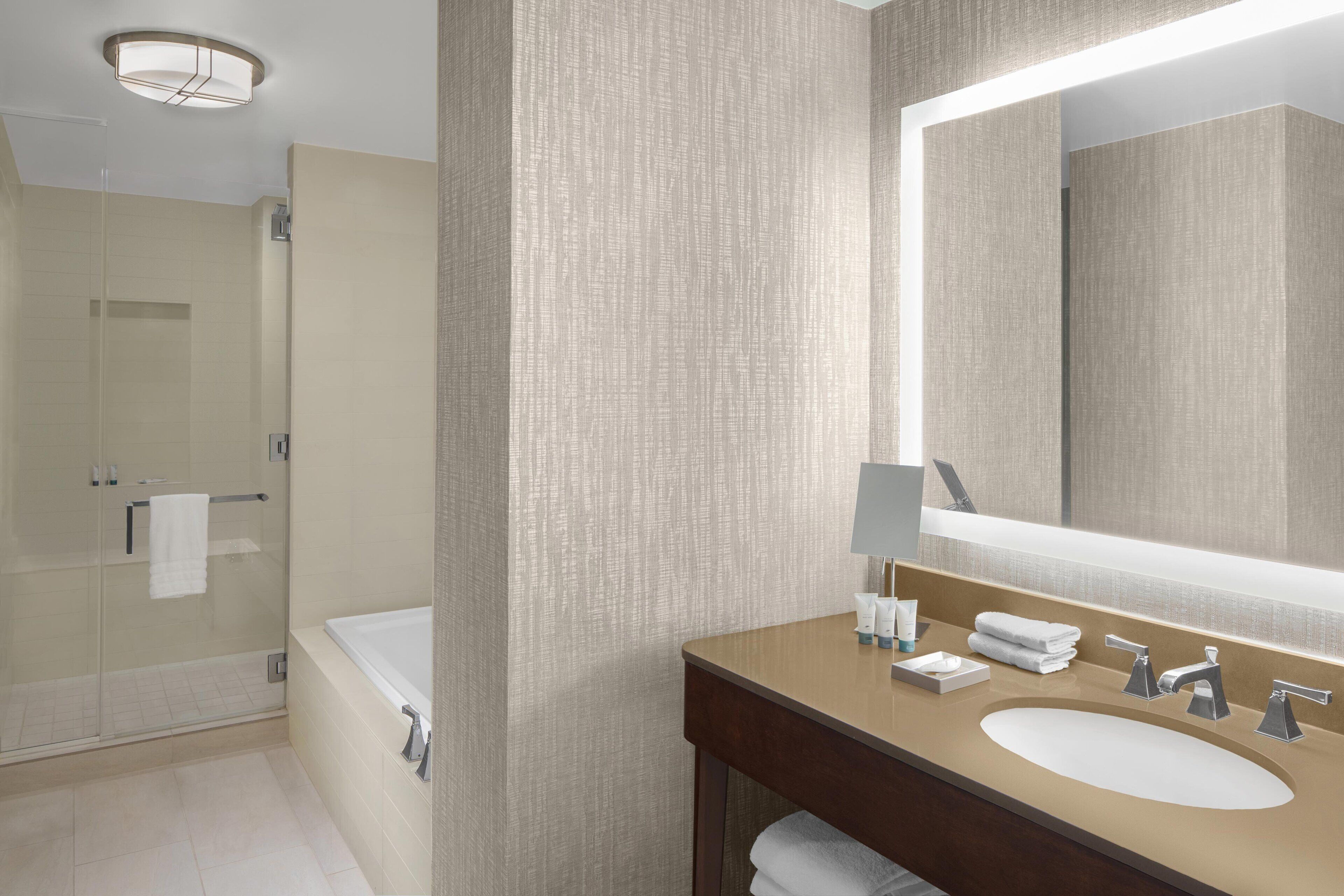 rainfall showerhead, free toiletries, hair dryer, bathrobes