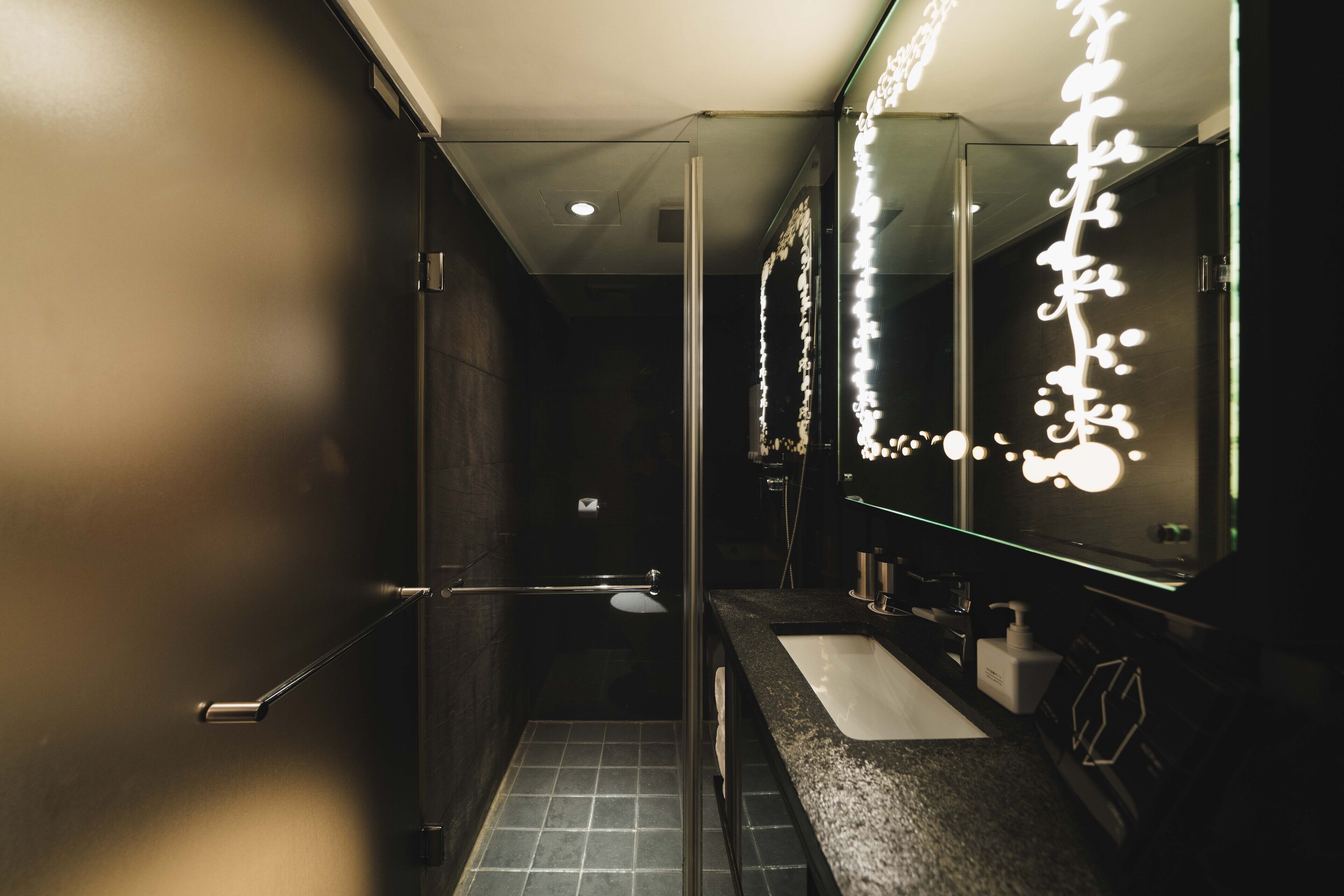 shower, rainfall showerhead, free toiletries, hair dryer