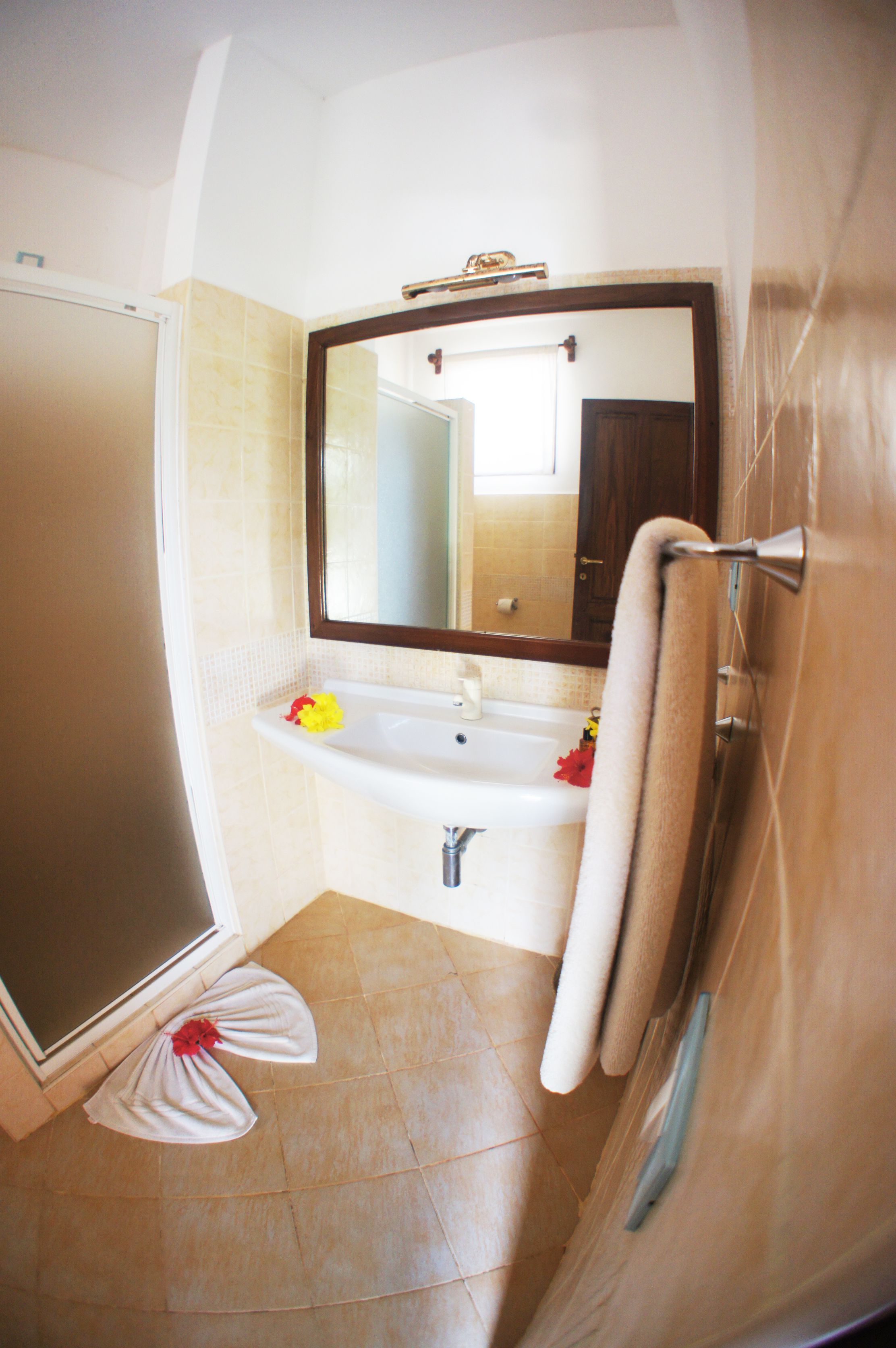 shower, rainfall showerhead, free toiletries, hair dryer