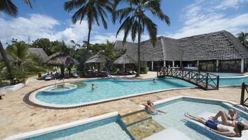 2 outdoor pools, pool umbrellas, sun loungers