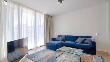 Elite-lejlighed - 2 soveværelser - søudsigt | Opholdsområde