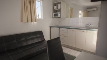 Fridge, microwave, coffee/tea maker, electric kettle