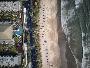 On the beach, white sand