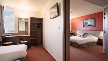 Premium bedding, desk, soundproofing, iron/ironing board