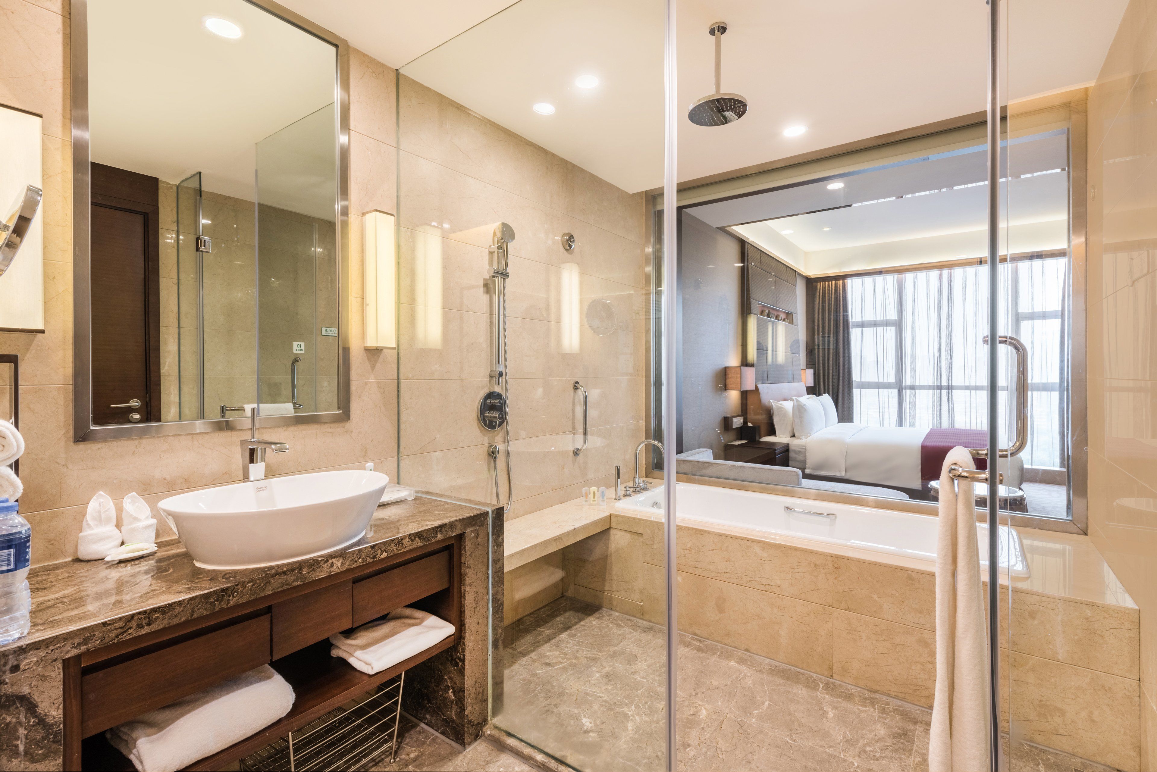 hair dryer, bathrobes, bidet, towels