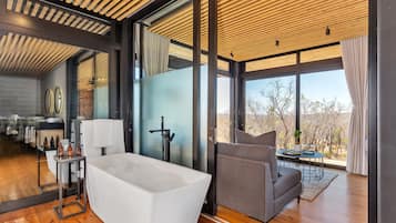 Luxury Suite, Private Pool | Bathroom | Separate tub and shower, deep soaking tub, free toiletries, hair dryer