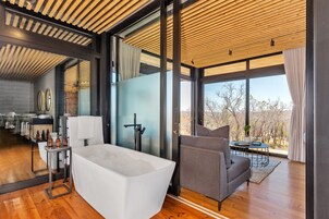 Luxury Suite, Private Pool | Bathroom | Separate tub and shower, deep soaking tub, free toiletries, hair dryer