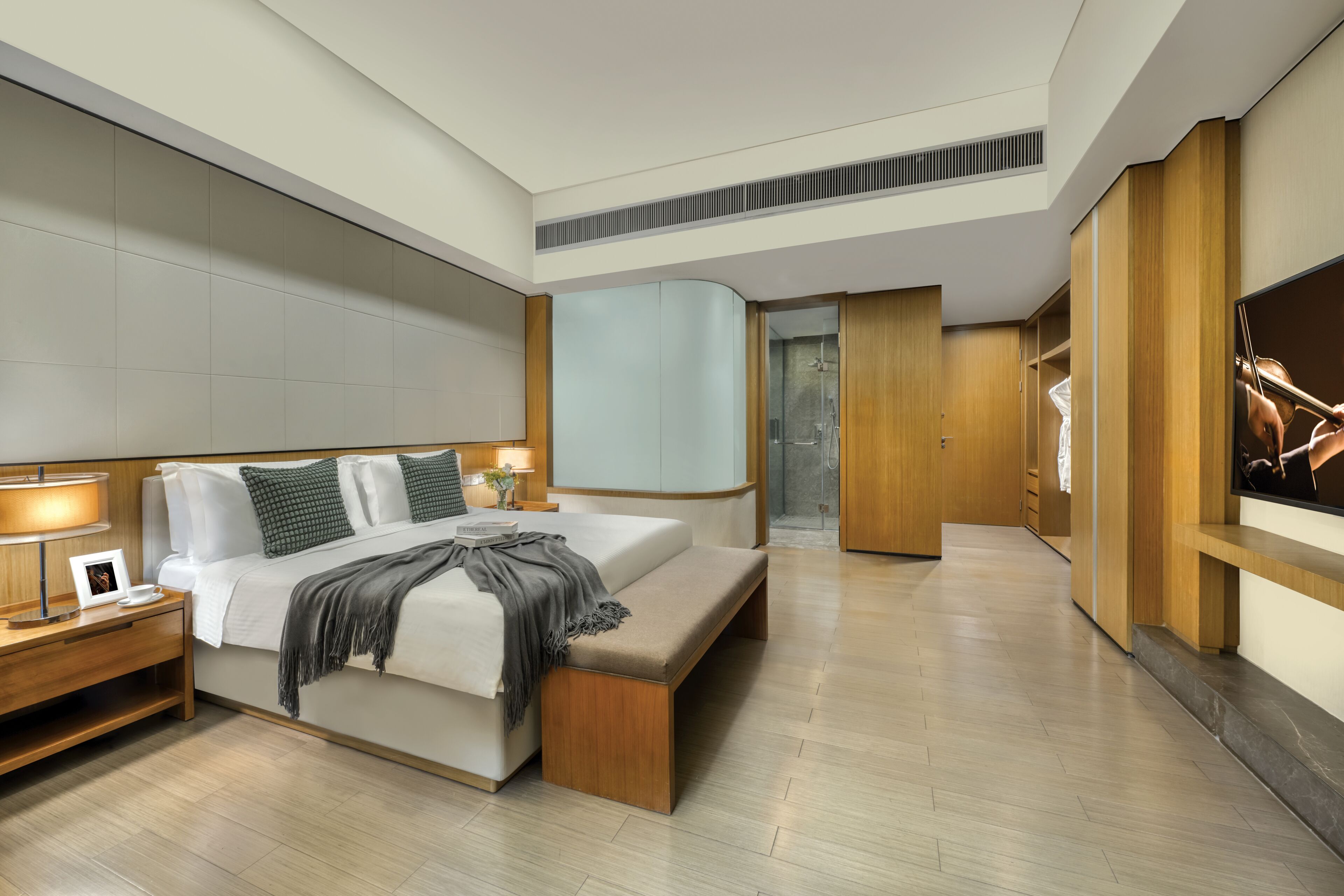 Premier appartement, 3 slaapkamers, keuken, uitzicht op stad | Luxe beddengoed, donzen dekbedden, een kluis op de kamer