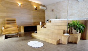 Sauna, bain à remous, hammam, soins corporels, enveloppements corporels