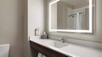 Standard Room, 2 Queen Beds | Bathroom | Combined shower/tub, free toiletries, hair dryer, towels
