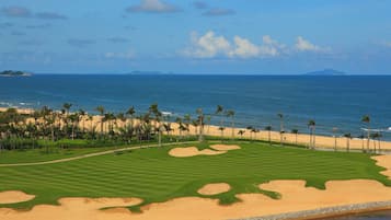 Enjoy a round of golf with ocean views and a serene beachside setting.