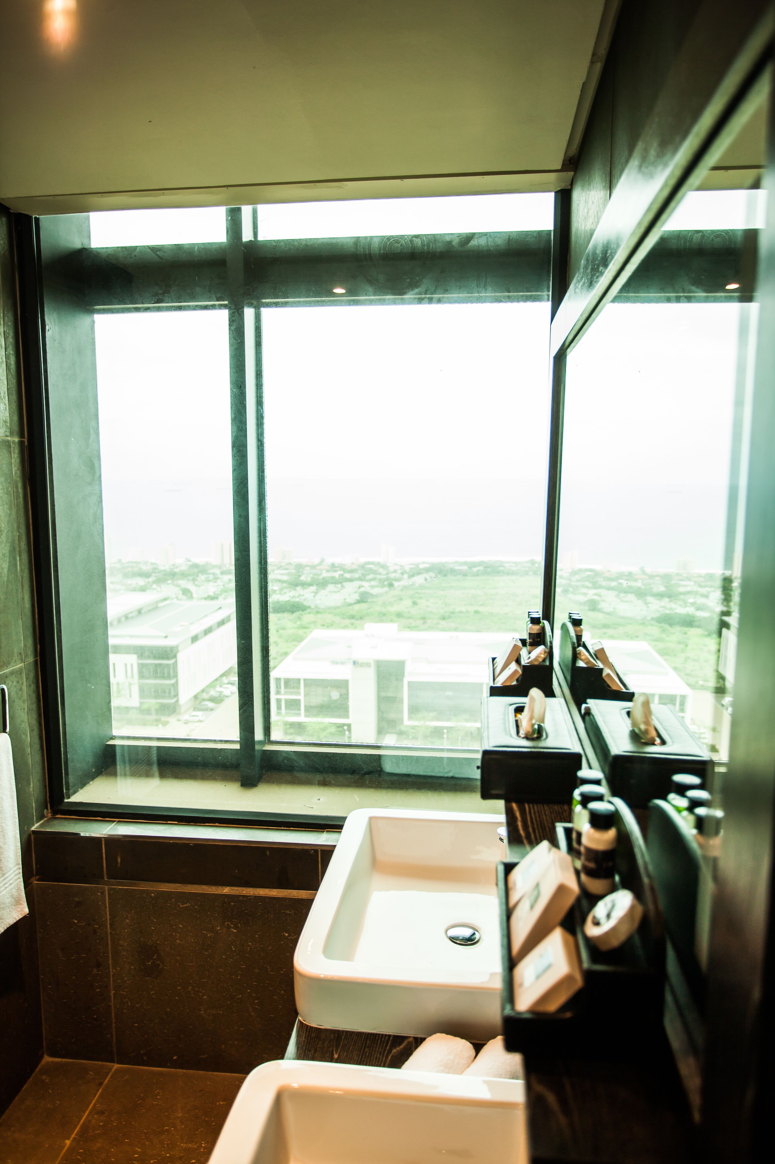 deep-soaking bathtub, free toiletries, hair dryer, towels