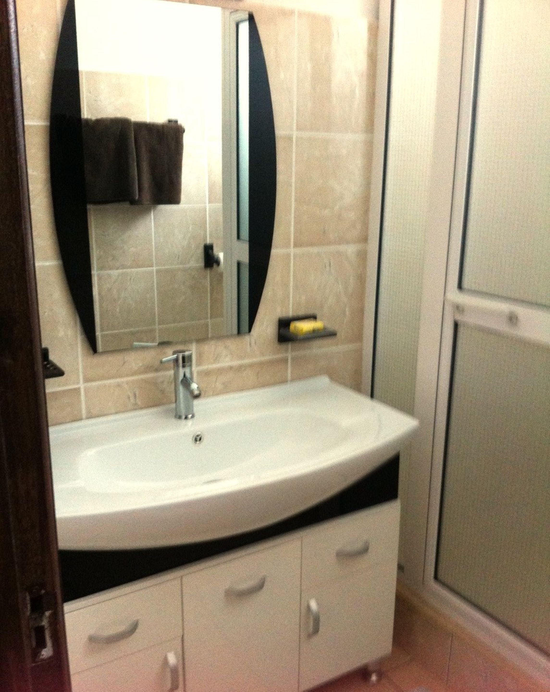 triple room, kitchenette, garden view | bathroom | shower, towels, soap, toilet paper