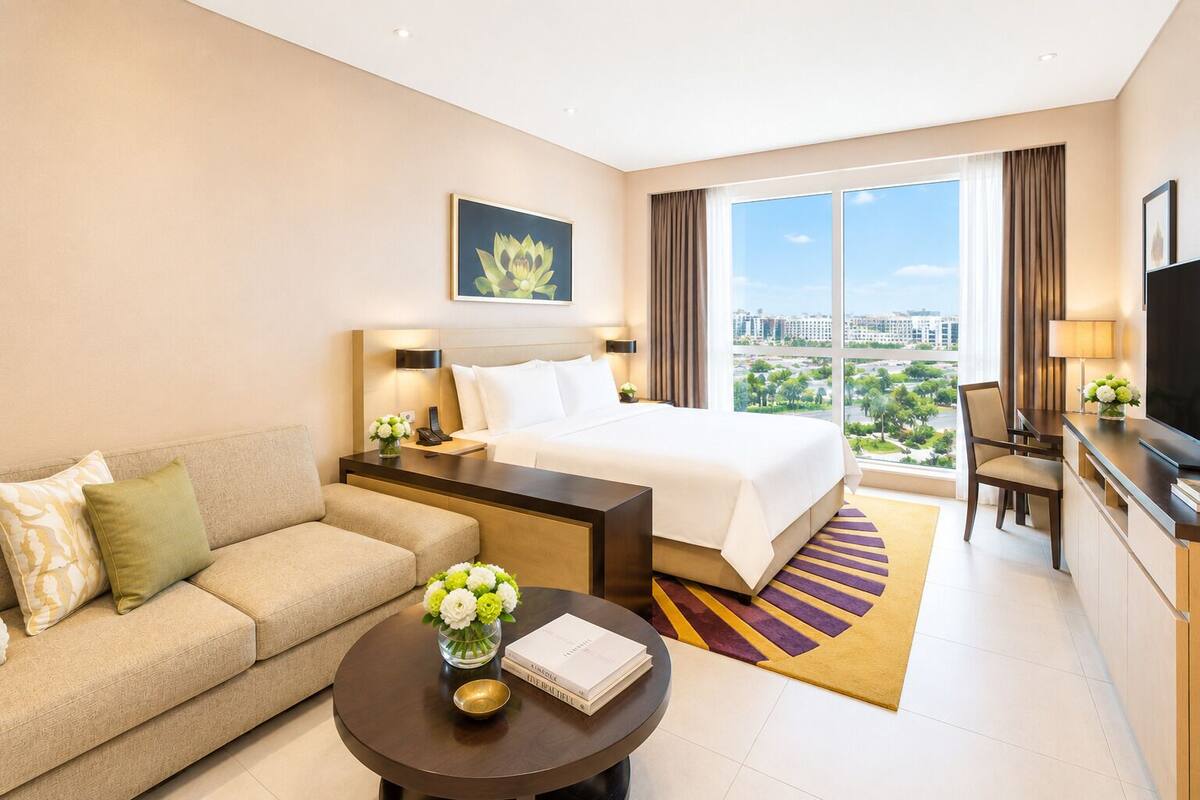 Studio (Apartments) | Living area | 42-inch LCD TV with digital channels, TV, DVD player