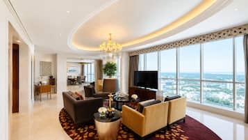 Presidential Suite | Living area | 42-inch LCD TV with digital channels, TV, DVD player