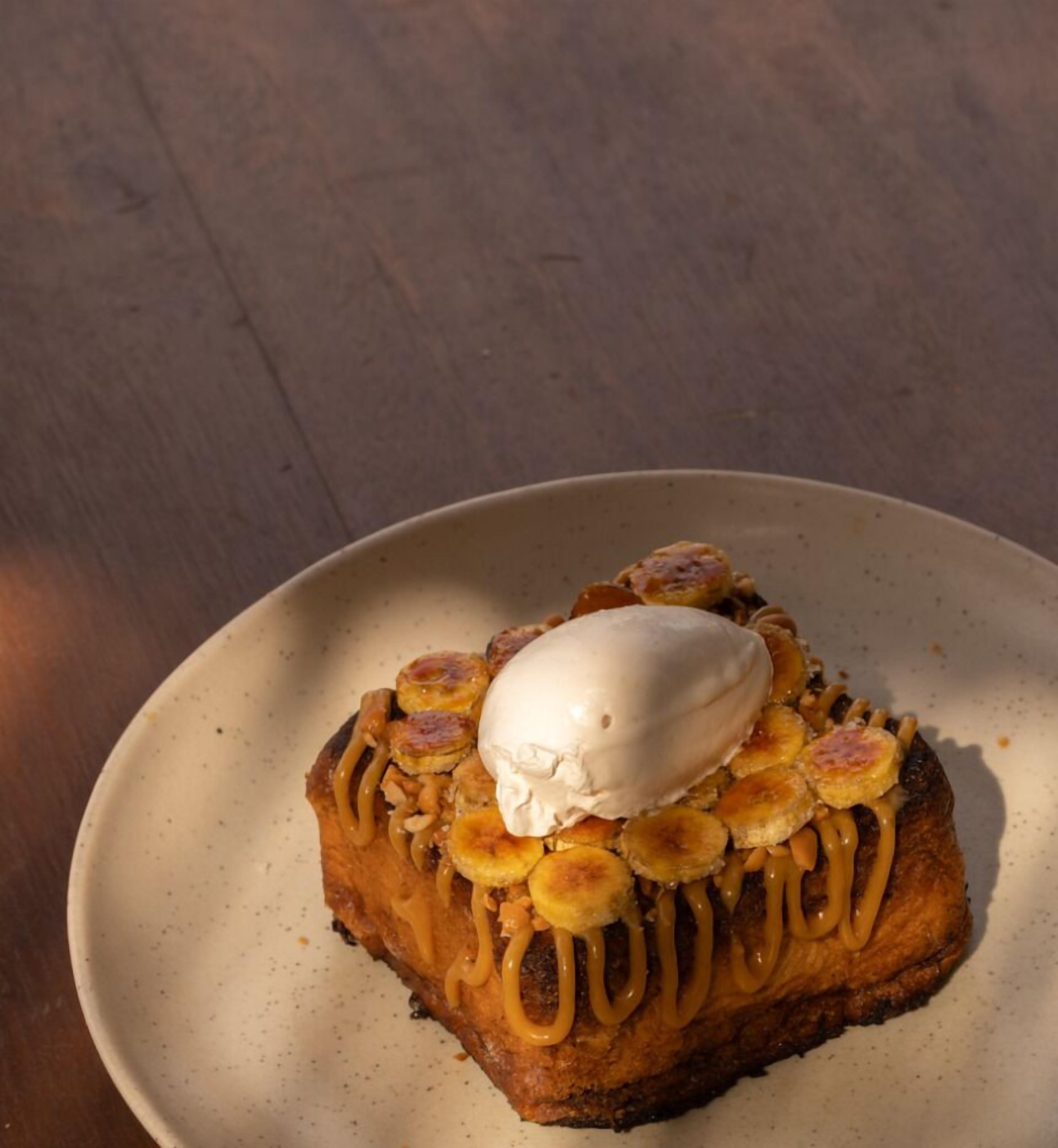 A dessert on a plate.