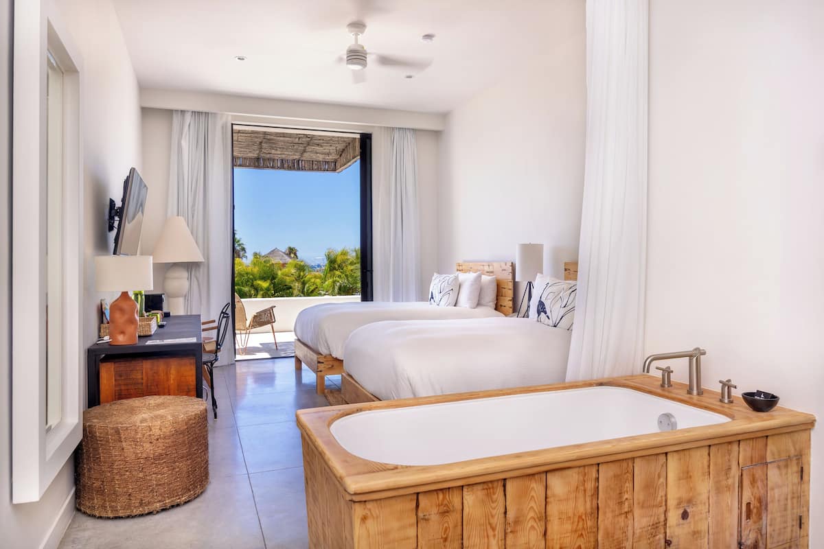 Terrace Two Double Beds | Premium bedding, minibar, in-room safe, desk