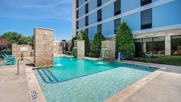 Outdoor pool, open 8:00 AM to 10:00 PM, pool umbrellas, sun loungers