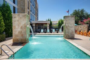 Outdoor pool, open 8:00 AM to 10:00 PM, pool umbrellas, sun loungers