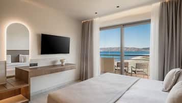 Standard Room, Side Sea View | Biancheria in cotone egiziano, biancheria da letto ipoallergenica