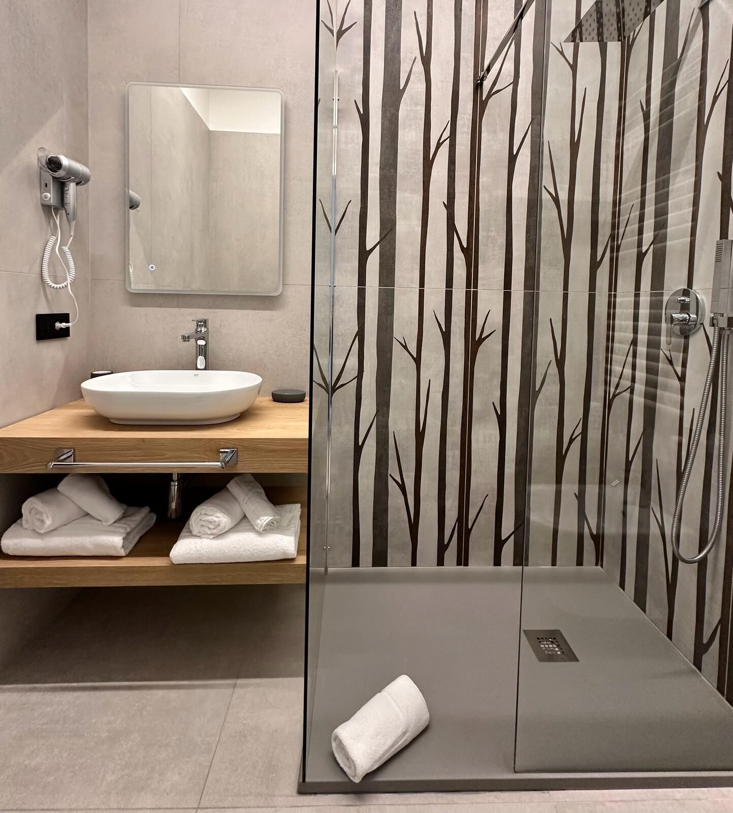 superior room | bathroom | shower, hair dryer, bidet, towels