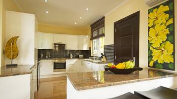 Exclusive Villa, 3 Bedrooms | Private kitchen | Full-size fridge, microwave, oven, stovetop