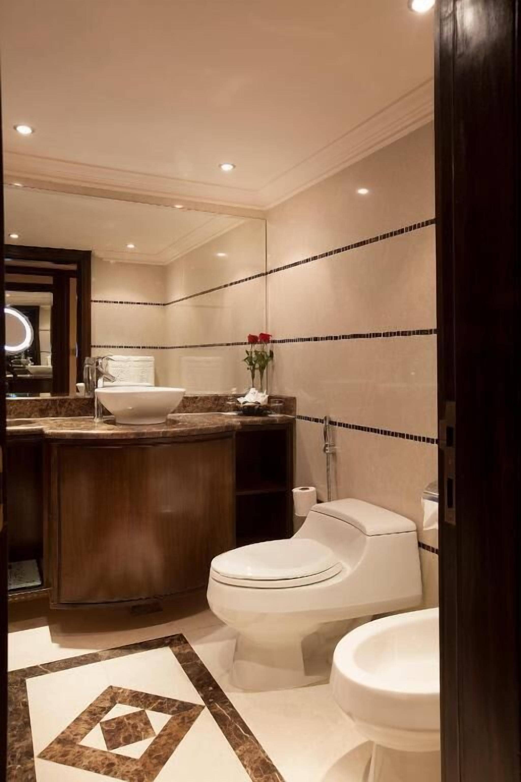 shower, rainfall showerhead, hair dryer, bathrobes