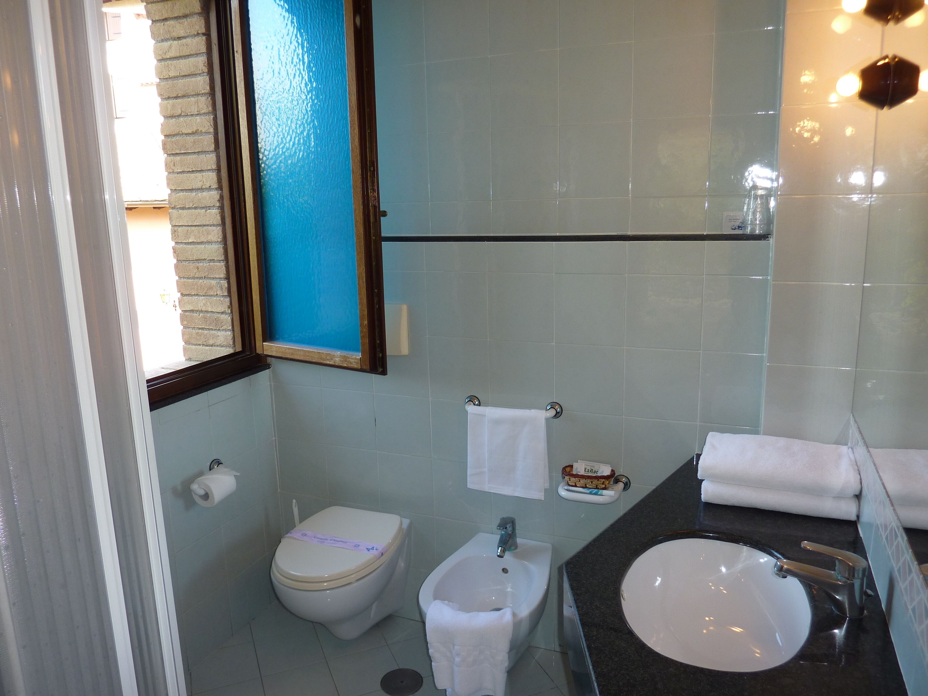 shower, free toiletries, hair dryer, bidet