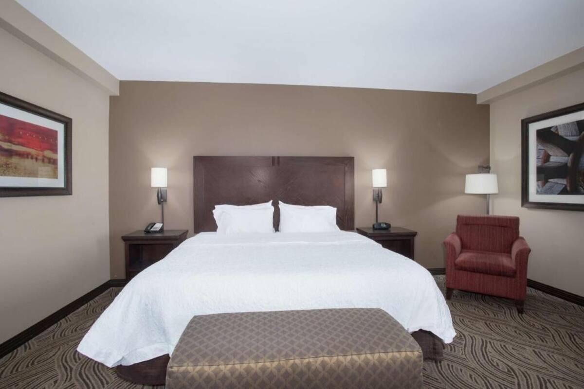 Hypo-allergenic bedding, pillowtop beds, desk, blackout drapes