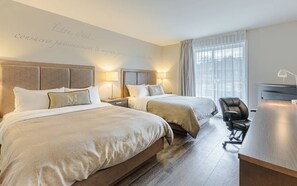 Premium bedding, desk, soundproofing, iron/ironing board