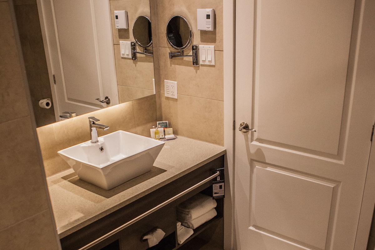 standard room, 1 queen bed | bathroom | bathtub, deep-soaking bathtub, free toiletries, hair dryer