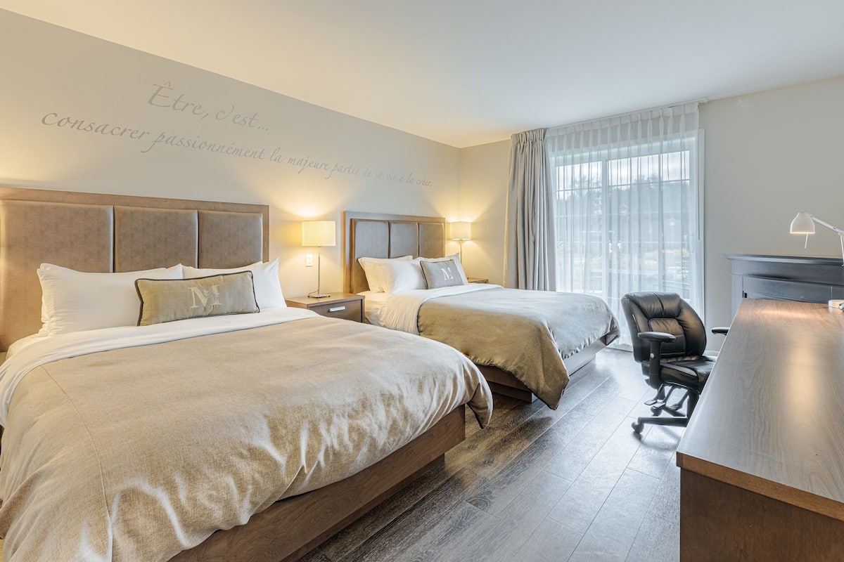 premium bedding, desk, soundproofing, iron/ironing board