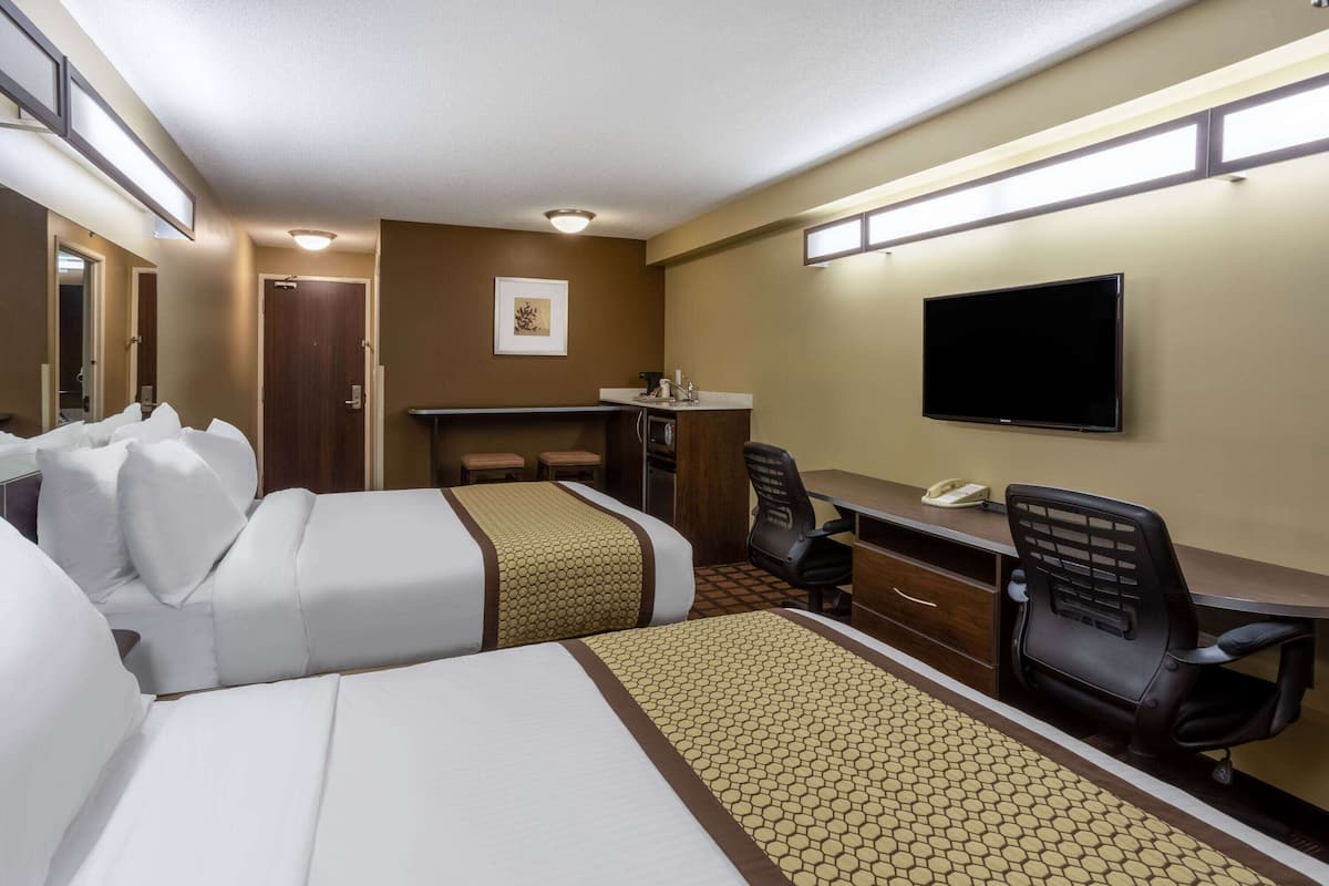 Room, 2 Queen Beds, Microwave Non Smoking | Desk, laptop workspace, iron/ironing board, rollaway beds