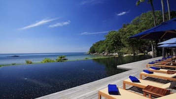 Utendørsbasseng, bassengparasoller og solsenger