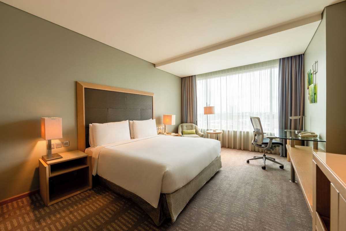 In-room safe, desk, laptop workspace, blackout curtains