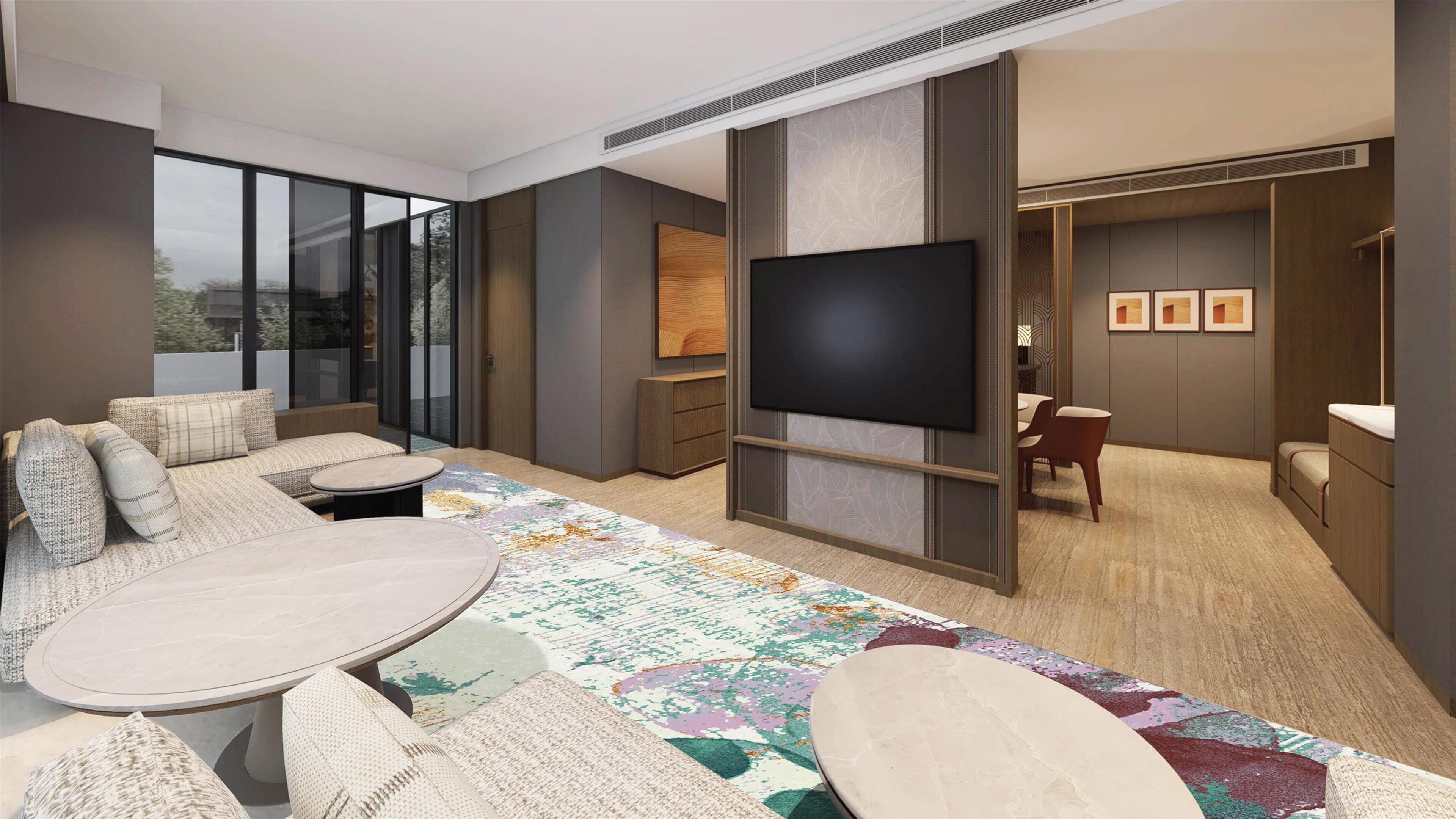 king, presidential suite | living area | 32-inch tv with satellite channels