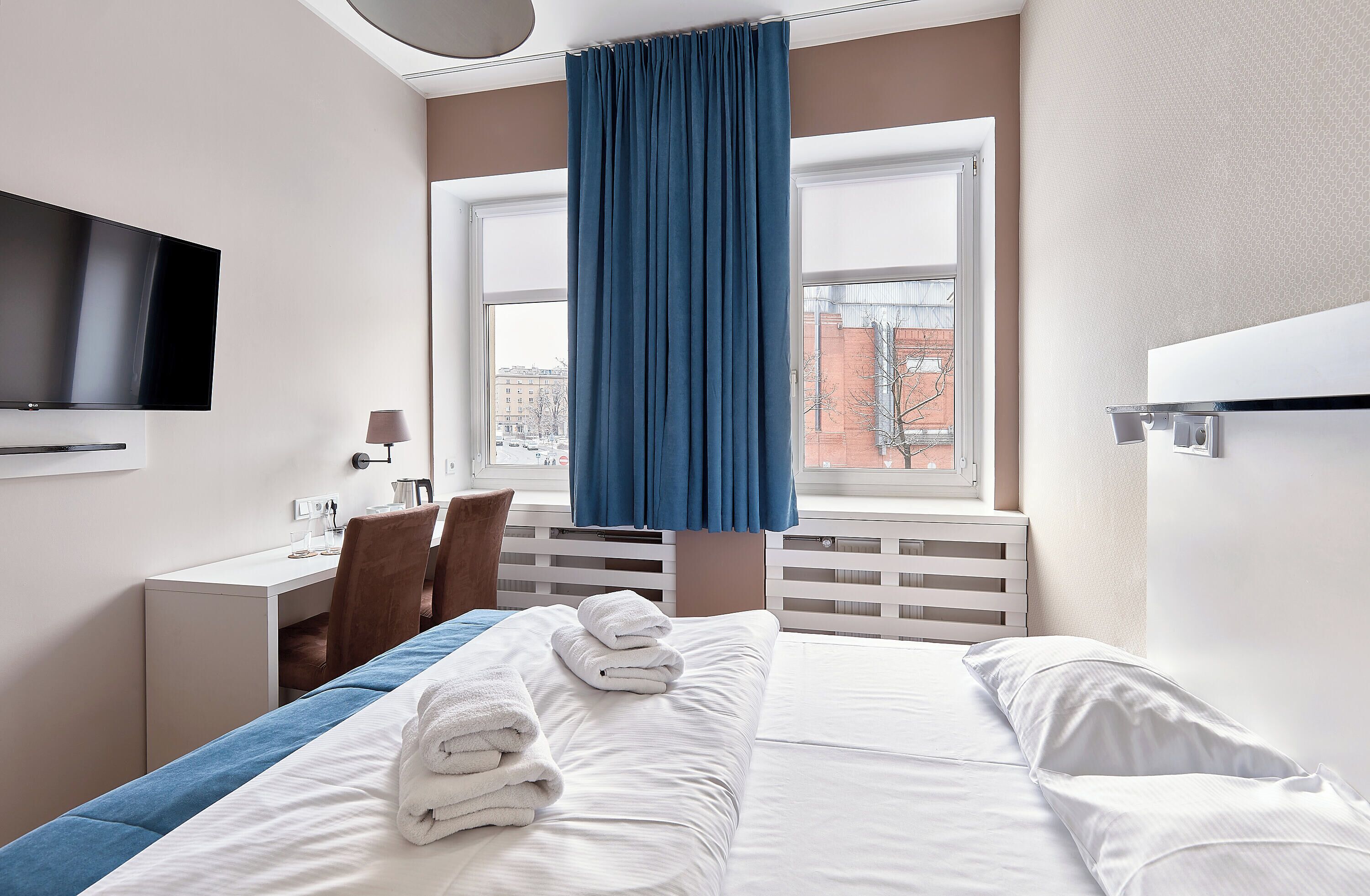 1 bedroom, desk, laptop workspace, blackout curtains