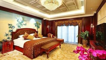 Premium bedding, down comforters, pillowtop beds, minibar