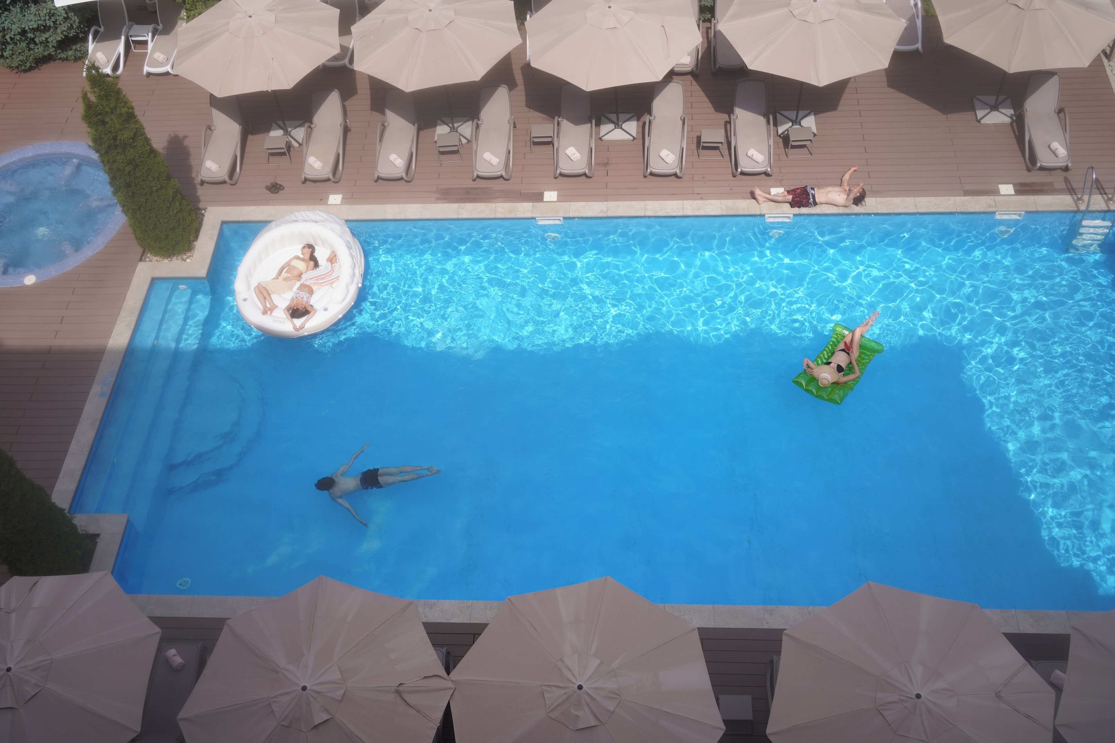 Indoor pool, 2 outdoor pools, open 10 AM to 9:00 PM, free cabanas