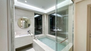 Penthouse, 2 Bedrooms, Private Pool | Bathroom | Hair dryer, slippers, bidet, towels