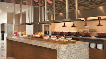 Breakfast, lunch, dinner served; international cuisine