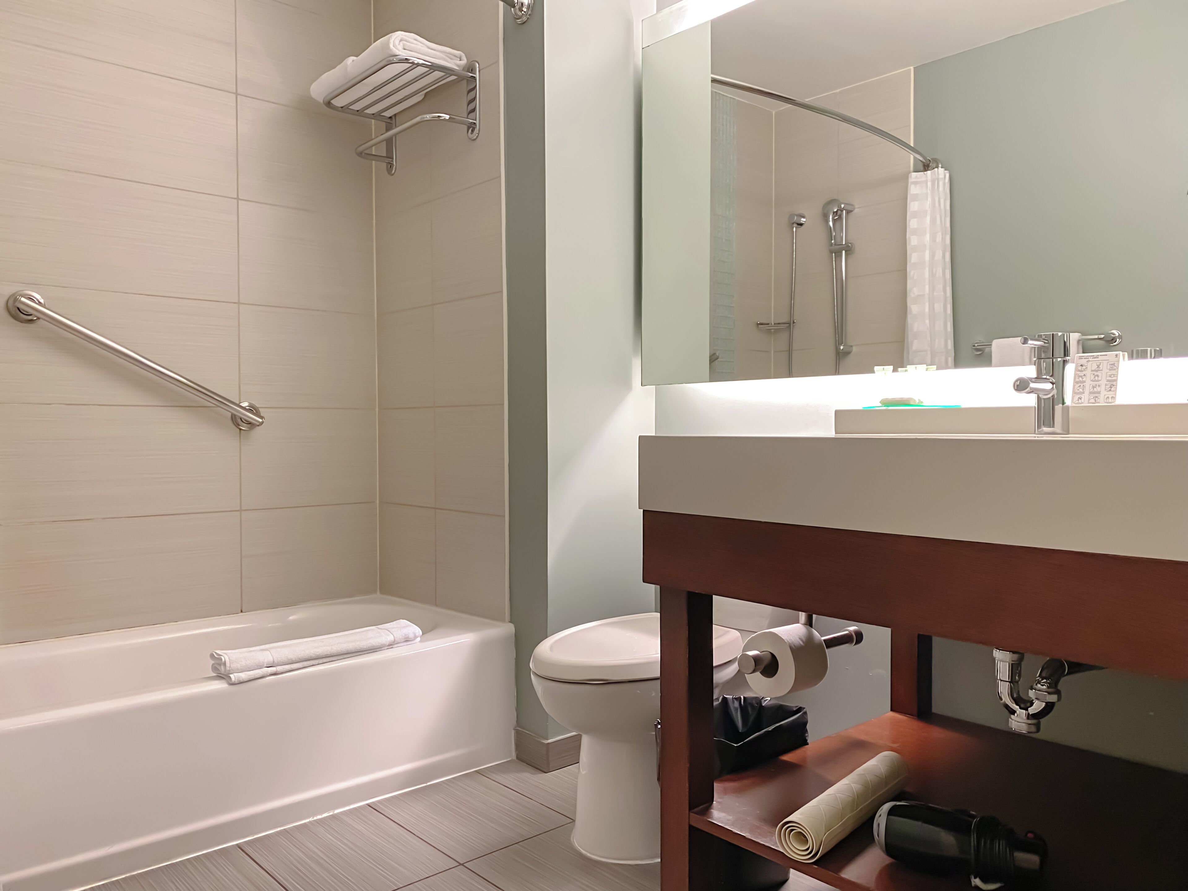 standard room, 2 queen beds | bathroom | designer toiletries, hair dryer, towels