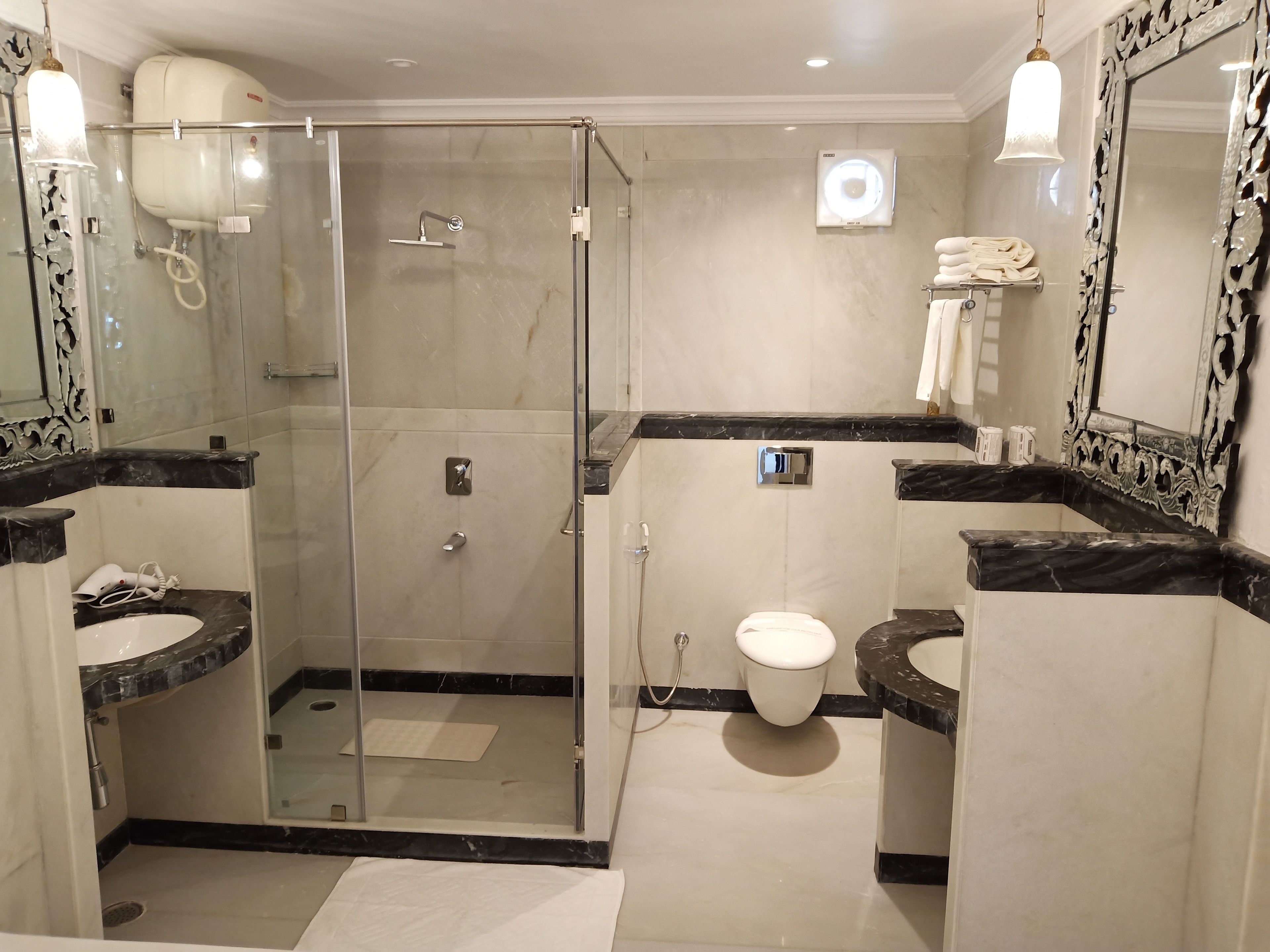 jagat suite lake facing | bathroom | shower, rainfall showerhead, free toiletries, hair dryer