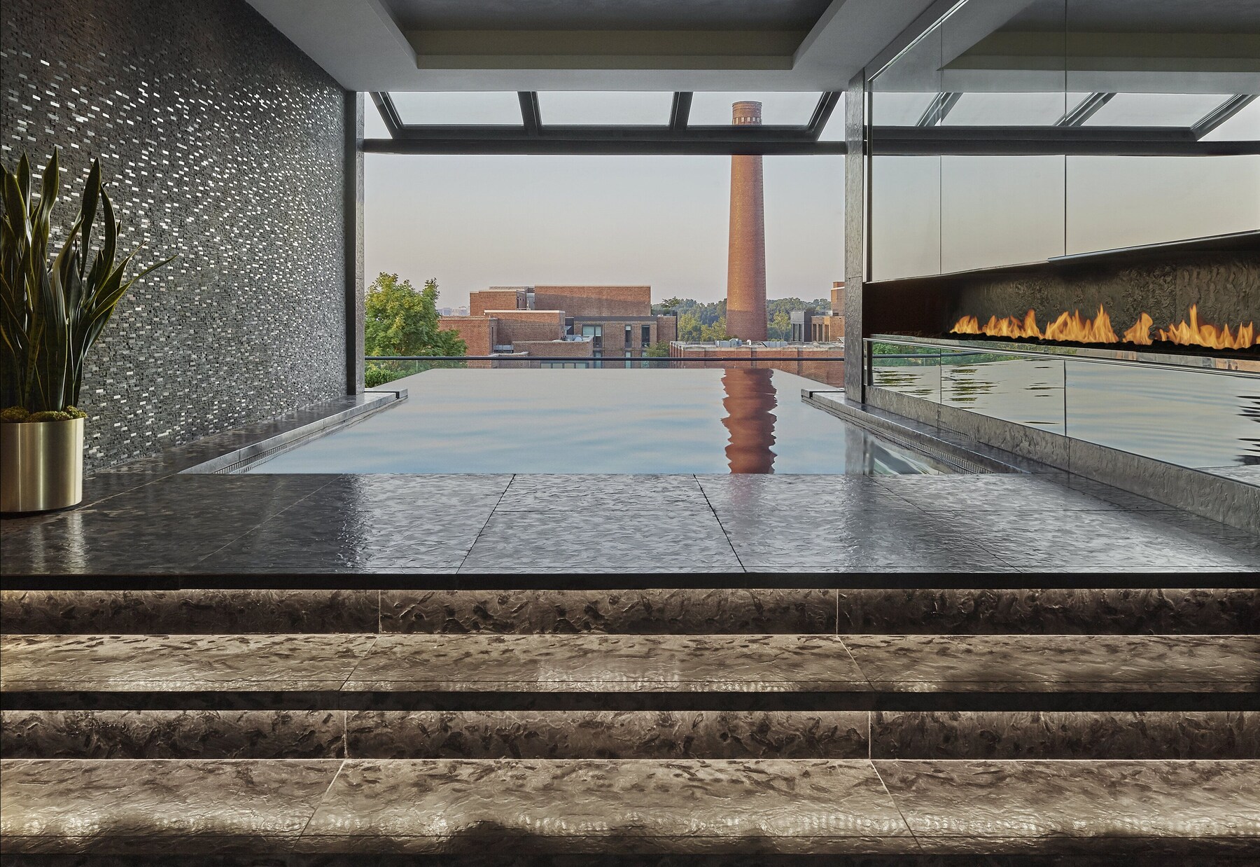 Indoor pool, outdoor pool, pool umbrellas, sun loungers