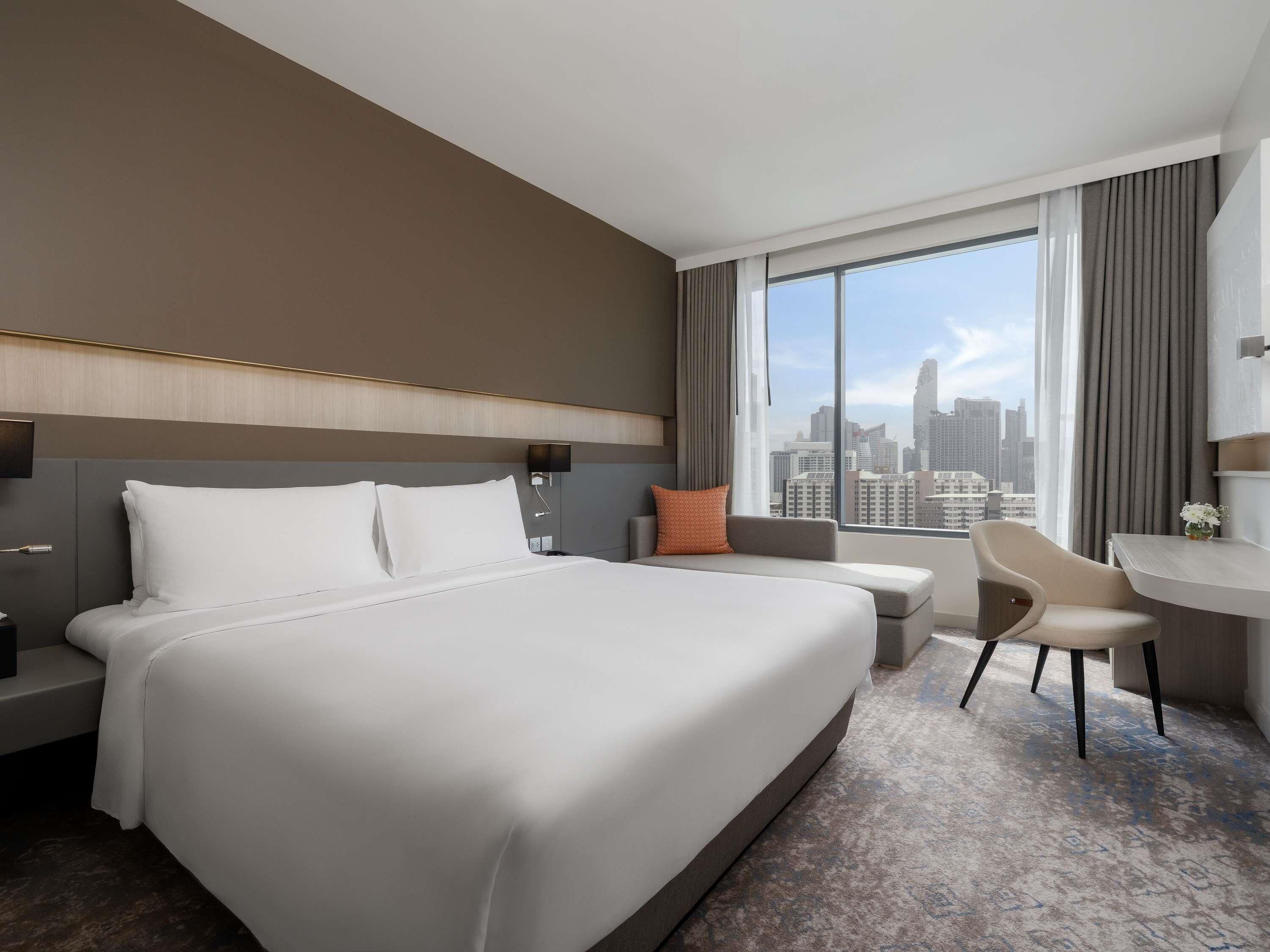 In-room safe, desk, laptop workspace, blackout curtains